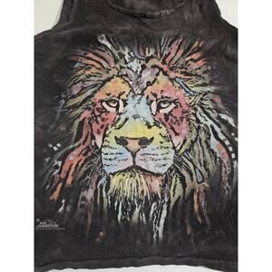 VTG The Mountain 2015 Dean Russo 70668 Multi Color Lion Acid Wash Tank Top Sz S